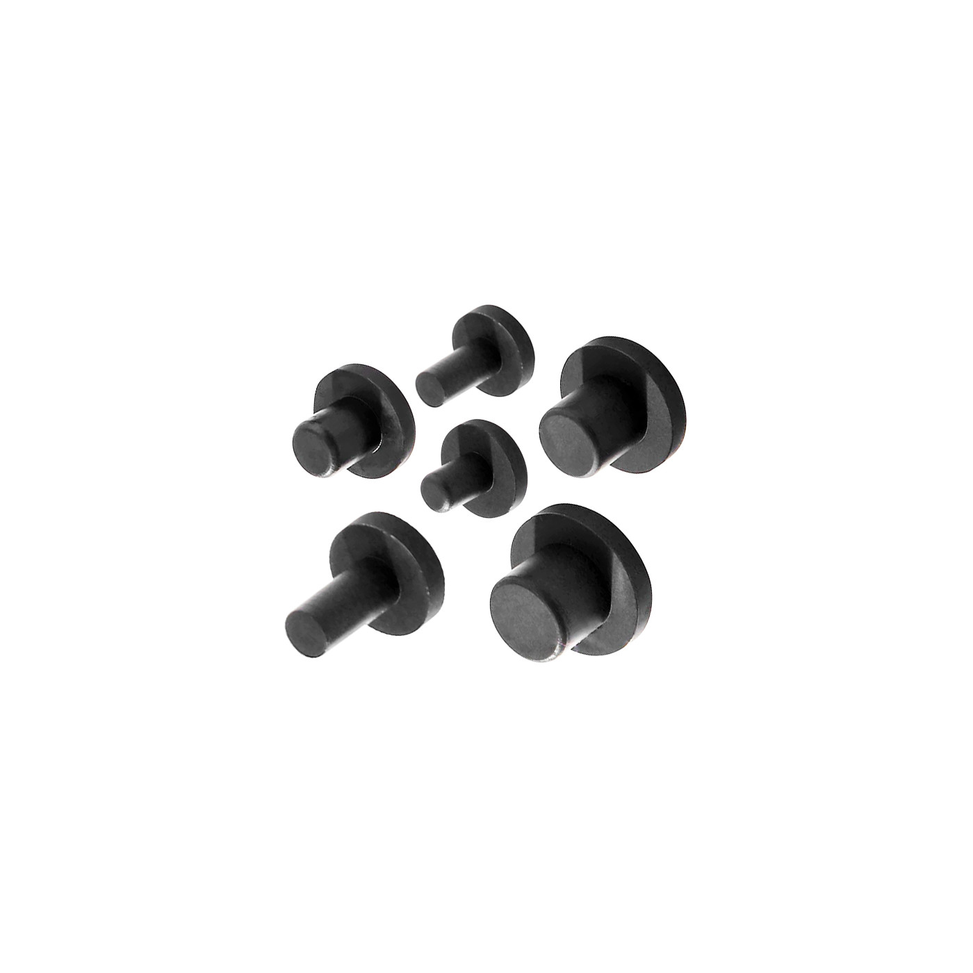 Prehistorisch Mew Mew Post Set van 100 kleine rubber pluggen (intern, rond, 4.4 mm, zwart)  [I-RO-4.4-B-R] - Caps and Buffers B.V.